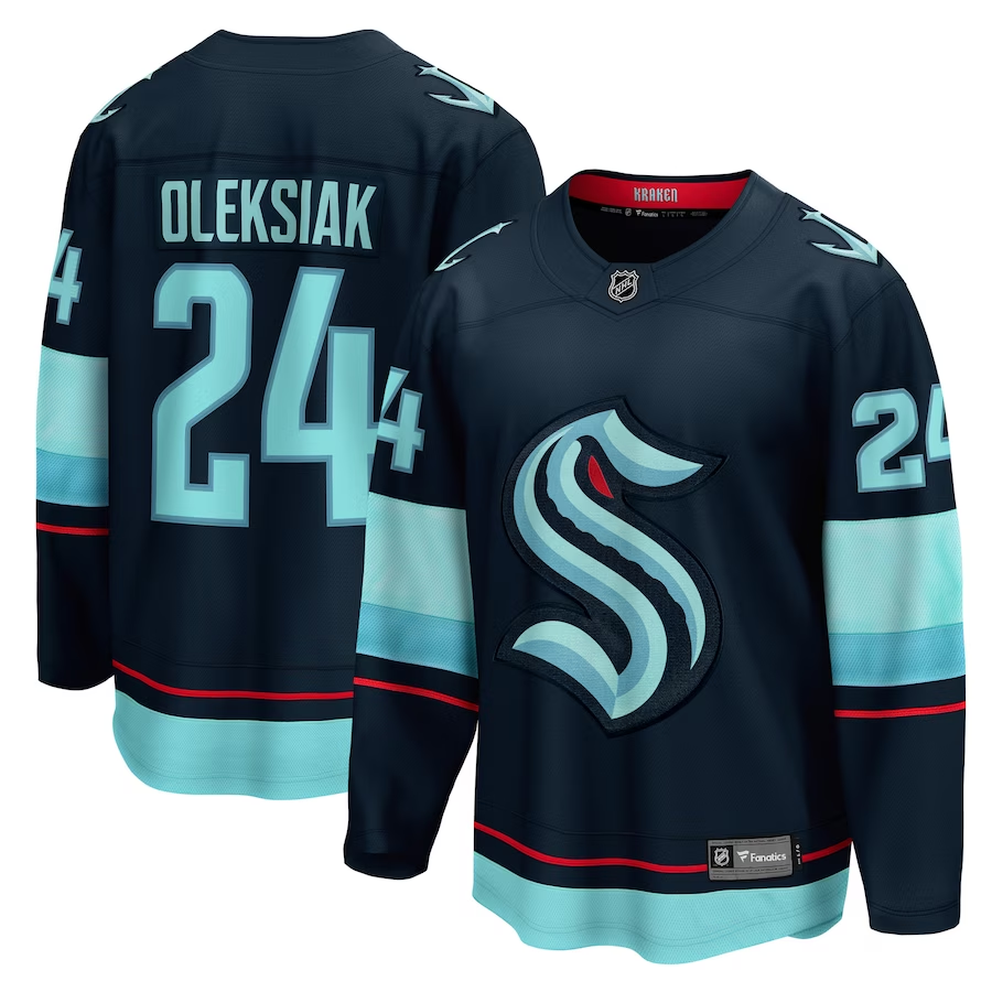 Men's Seattle Kraken Jamie Oleksiak #24 Deep Sea Blue Home Breakaway Jersey